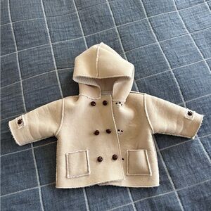 Tan Hooded Peacoat for Baby